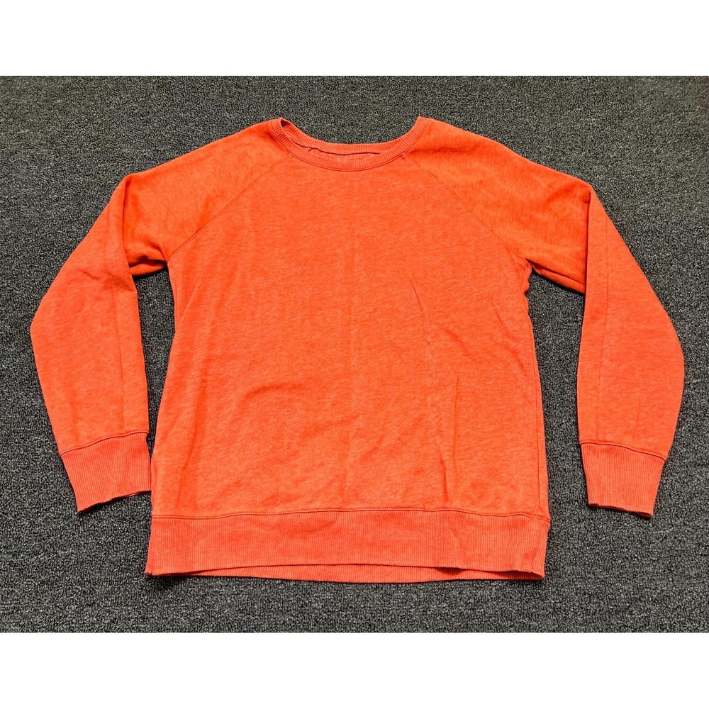 Time And Tru Sweatshirt Women's Medium Orange Fleece Lined Ribbed Hem Pullover